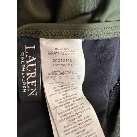 Lauren Ralph Lauren Beach Club Belted One Piece Swim Suit Olive 8 - Picture 8 of 10